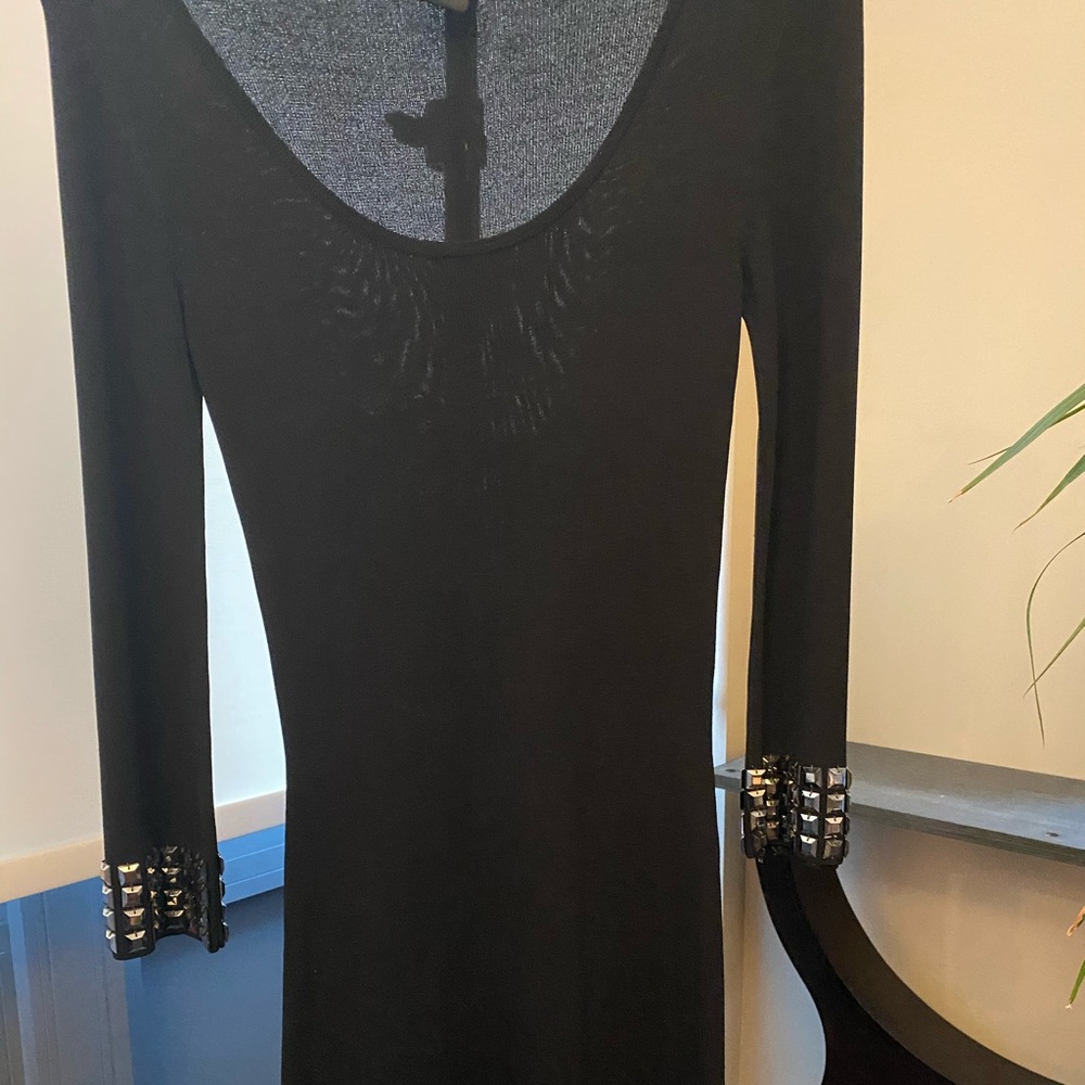 Black ribbed, fitted dress